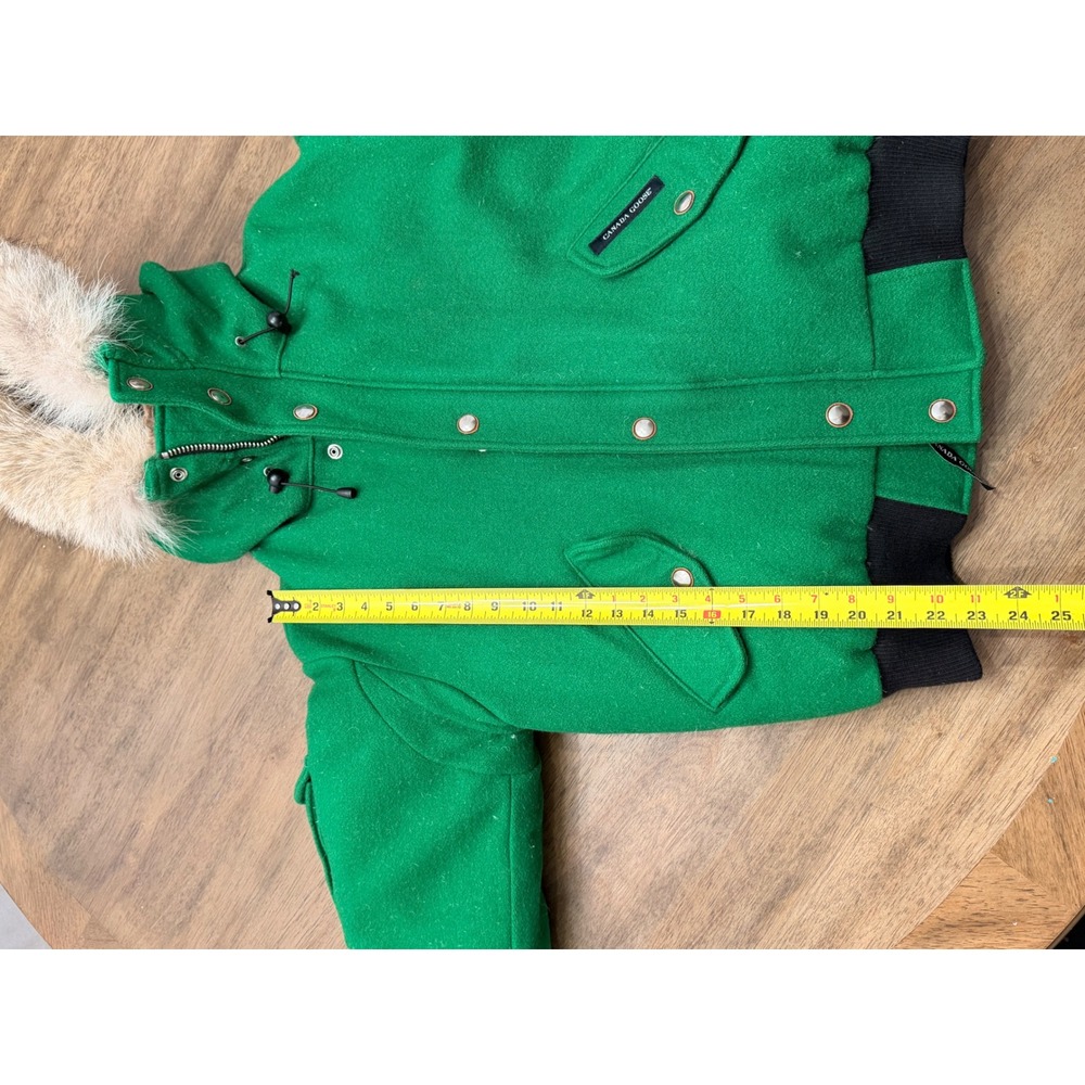 Canada Goose Chilliwack varsity Bomber Green Wool Down Fur Trim Jacket Mens Med - Picture 11 of 16